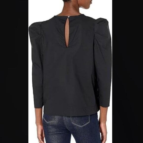 NWT JOIE Rene Puff-Shoulder 3\4 Sleeve Blouse Caviar L MSRP $148 - Picture 2 of 7